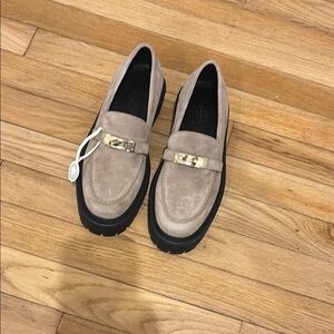 Hermes Beige Loafers with Black Soles